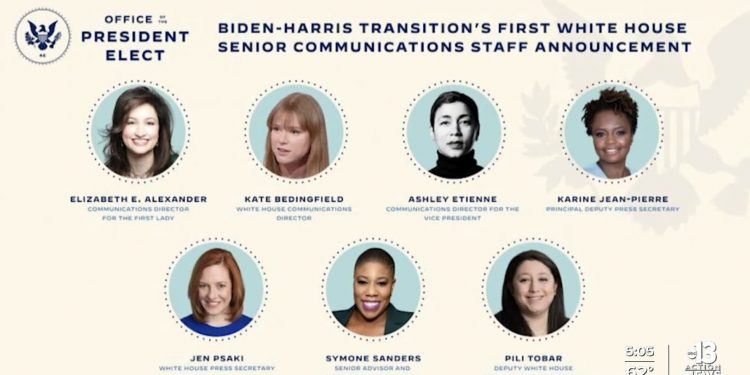 바이든, 백악관 공보팀 전원 ‘여성’ 선임 … ‘미 역사상 최초’