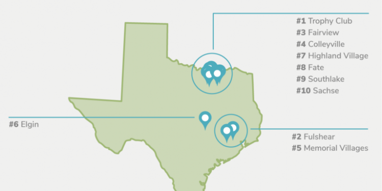 텍사스에서 가장 안전한 중소도시 북텍사스 지역에 밀집