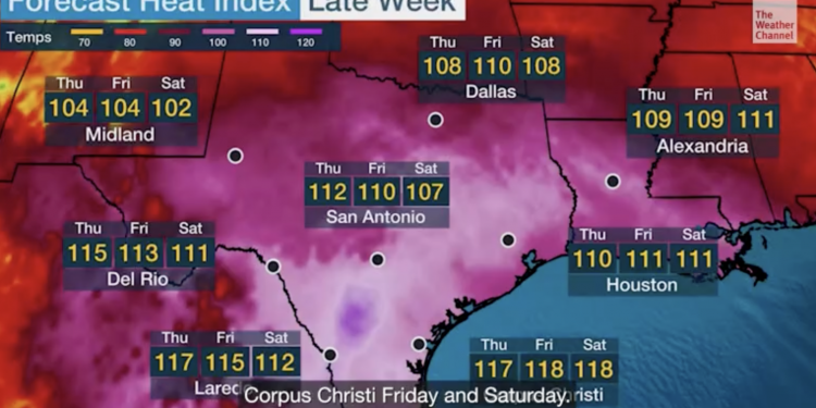 텍사스, 15일(목)부터 한주간 극한 폭염 … 최고 109도