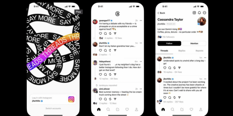 메타의 새로운 SNS 스레드(Threads), 일주일만에 1억명 가입